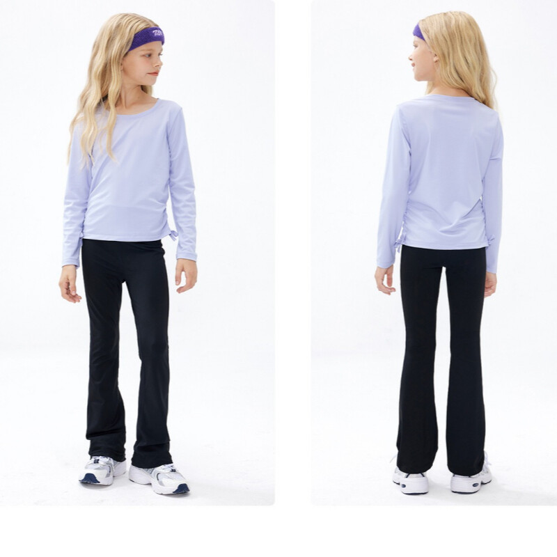 Detské ležérne dievčenské zvonové nohavice s vysokým pásom, roztomilé cvičebné tance, joga, zvonové nohavice, legíny, atletické strečové oblečenie preppy