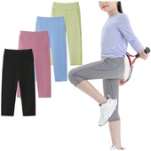 Meiteņu stiepšanās jogas legingi vasarā ar augstu vidukli, atlētisks treniņš, skriešanas bikses, garums iekšā, sporta zāle sporta stulpiņi ar kabatām, bērni