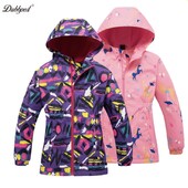 Dubbped Girls Polar Fleece Αδιάβροχο μπουφάν Άνοιξη Φθινόπωρο Παιδικά Παλτό Sport Casual Kids Unicorn Διώροφο αντιανεμικό