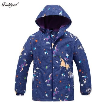 Dubbped Girls Polar Fleece Водоустойчиво яке Пролет Есен Детски палта Спорт Ежедневни Детски Еднорог Двуетажно Ветроустойчиво