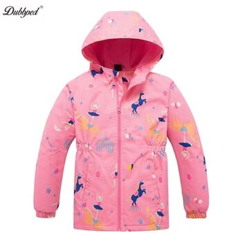 Dubbped Girls Polar Fleece Водоустойчиво яке Пролет Есен Детски палта Спорт Ежедневни Детски Еднорог Двуетажно Ветроустойчиво