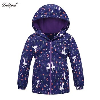 Dubbped Girls Polar Fleece Водоустойчиво яке Пролет Есен Детски палта Спорт Ежедневни Детски Еднорог Двуетажно Ветроустойчиво