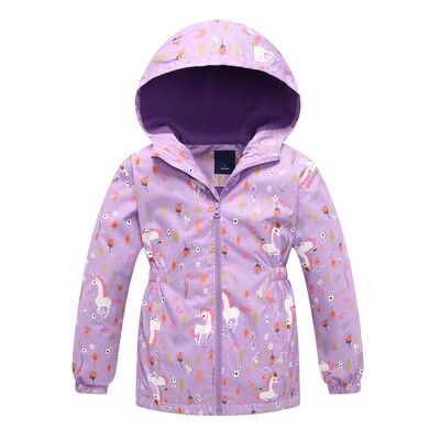 Dubbped Girls Polar Fleece Αδιάβροχο μπουφάν Άνοιξη Φθινόπωρο Παιδικά Παλτό Sport Casual Kids Unicorn Διώροφο αντιανεμικό