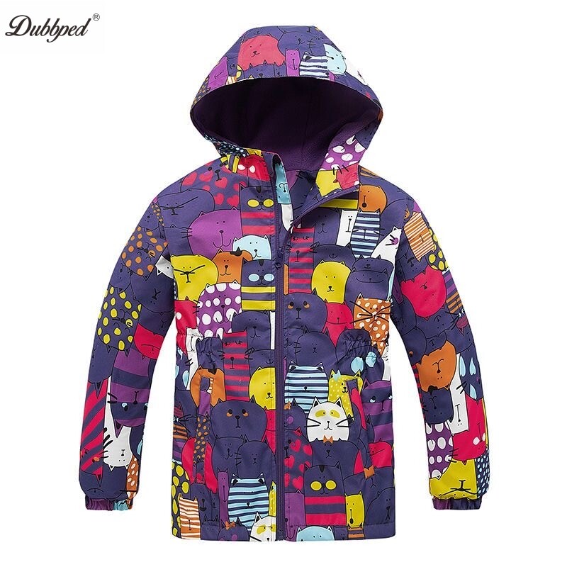 Dubbped Girls Polar Fleece Αδιάβροχο μπουφάν Άνοιξη Φθινόπωρο Παιδικά Παλτό Sport Casual Kids Unicorn Διώροφο αντιανεμικό