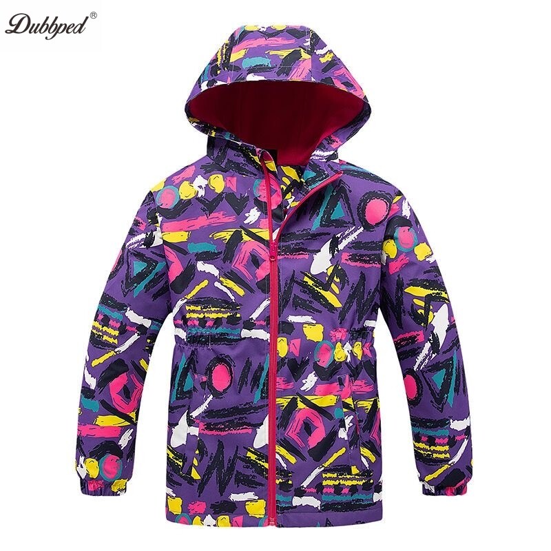 Dubbped Girls Polar Fleece Αδιάβροχο μπουφάν Άνοιξη Φθινόπωρο Παιδικά Παλτό Sport Casual Kids Unicorn Διώροφο αντιανεμικό