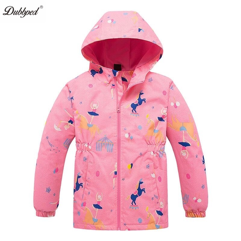 Dubbped Girls Polar Fleece Αδιάβροχο μπουφάν Άνοιξη Φθινόπωρο Παιδικά Παλτό Sport Casual Kids Unicorn Διώροφο αντιανεμικό