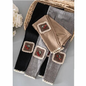 Colanți din bumbac pentru fetițe, primăvară, toamnă, pantaloni noi pentru copii, tricot, broderie, colanți elastici subțiri, îmbrăcăminte pentru fete