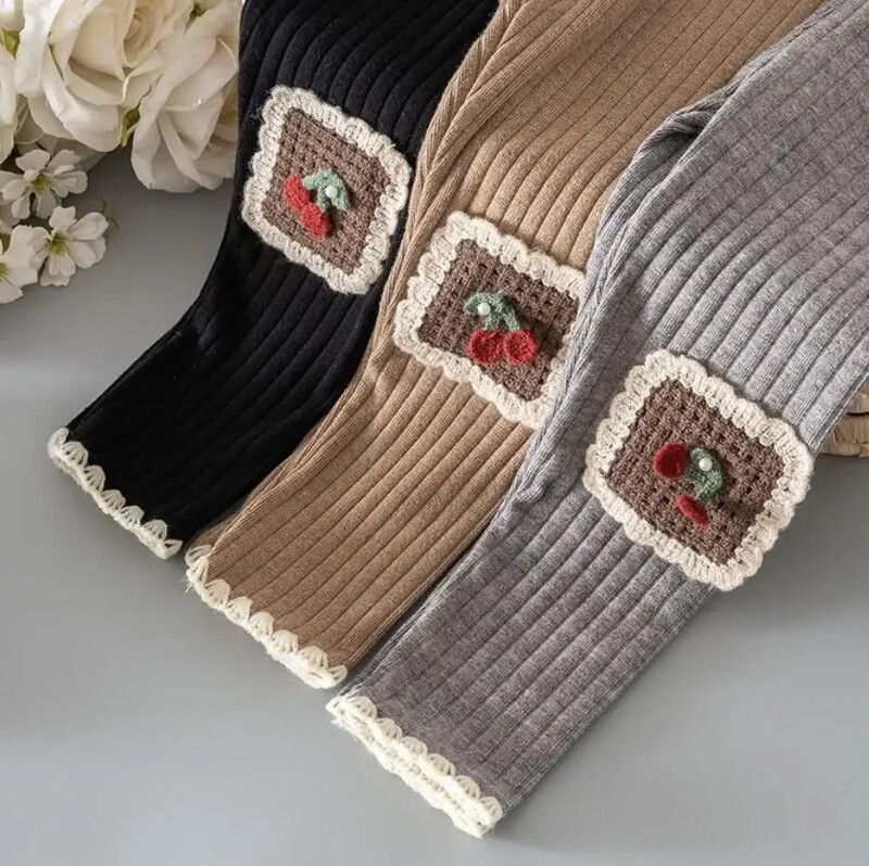 Colanți din bumbac pentru fetițe, primăvară, toamnă, pantaloni noi pentru copii, tricot, broderie, colanți elastici subțiri, îmbrăcăminte pentru fete