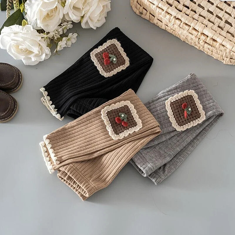 Colanți din bumbac pentru fetițe, primăvară, toamnă, pantaloni noi pentru copii, tricot, broderie, colanți elastici subțiri, îmbrăcăminte pentru fete