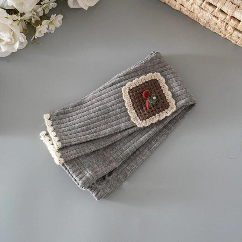 Colanți din bumbac pentru fetițe, primăvară, toamnă, pantaloni noi pentru copii, tricot, broderie, colanți elastici subțiri, îmbrăcăminte pentru fete