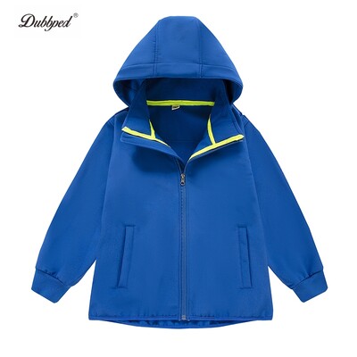 Dubbped Kids Jacket Boys Αδιάβροχο αποσπώμενο καπέλο αγοριού Σχέδιο παλτό Windbreaker Outerwear Polar Fleece Αντιανεμικό ύφασμα 5-14Y