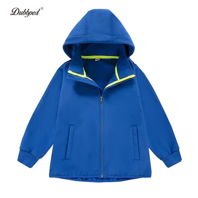 Detská bunda Dubped, nepremokavá chlapčenská odnímateľná čiapka, dizajnový kabát, vetrovka, vrchné oblečenie, polar fleece, vetruodolná látka, 5-14 rokov