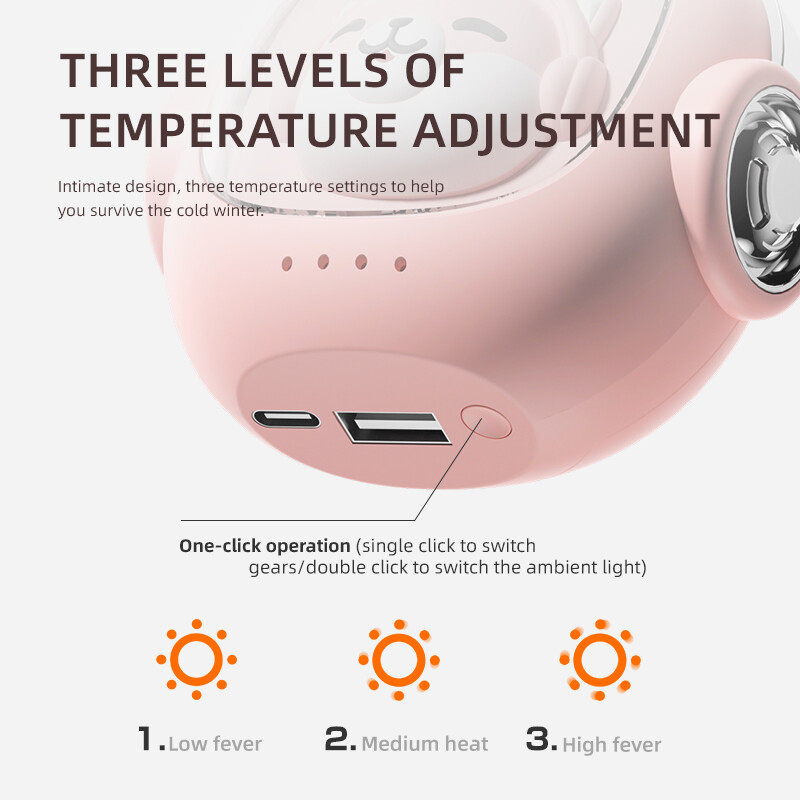 Încălzitor de mâini portabil 1800 Mah USB încărcare Power Bank Mini încălzitor de mâini reîncărcabil pentru iarnă în aer liber câine drăguț