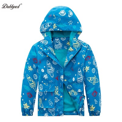 Dubbped Jachetă Băieți Fete Primăvara Toamnă 2024 Moda Adolescent Rezistent La Vânt Impermeabil Desene Animat Imbracaminte de exterior Fleece cu Glugă Haine pentru copii