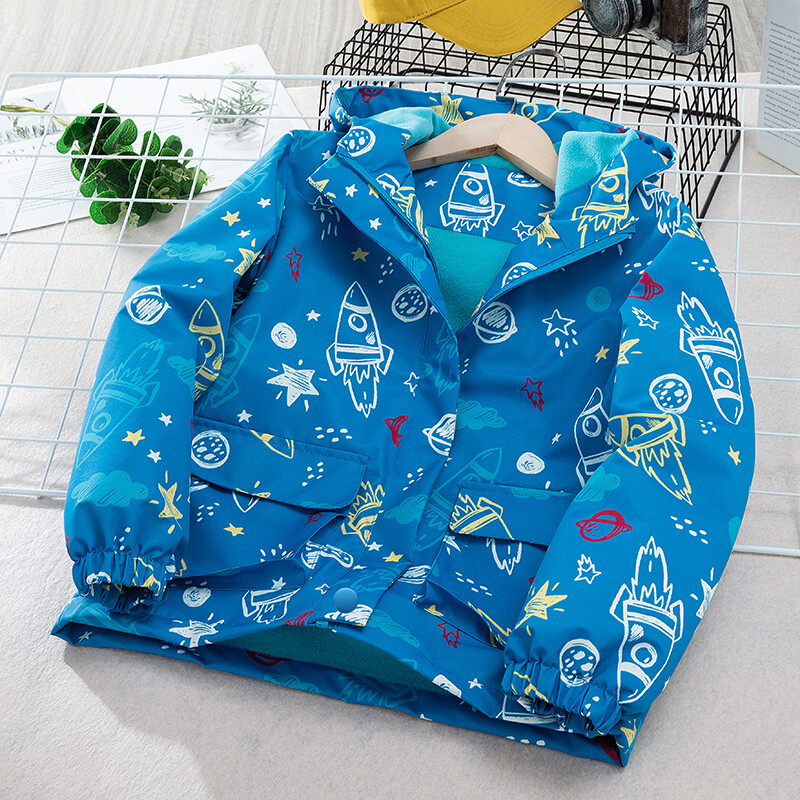 Dubbped Jachetă Băieți Fete Primăvara Toamnă 2024 Moda Adolescent Rezistent La Vânt Impermeabil Desene Animat Imbracaminte de exterior Fleece cu Glugă Haine pentru copii