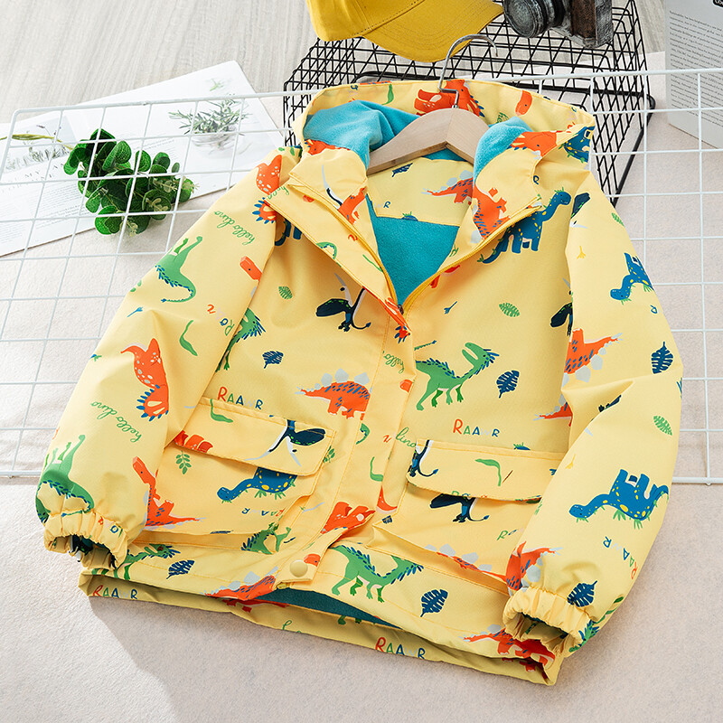 Dubbped Jachetă Băieți Fete Primăvara Toamnă 2024 Moda Adolescent Rezistent La Vânt Impermeabil Desene Animat Imbracaminte de exterior Fleece cu Glugă Haine pentru copii