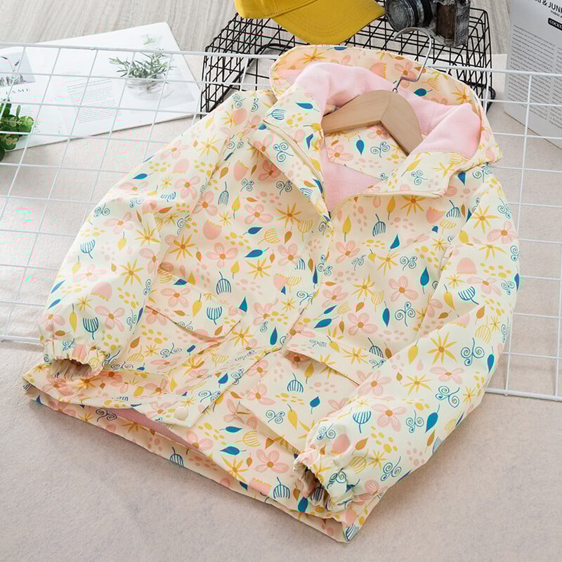 Dubbped Jachetă Băieți Fete Primăvara Toamnă 2024 Moda Adolescent Rezistent La Vânt Impermeabil Desene Animat Imbracaminte de exterior Fleece cu Glugă Haine pentru copii