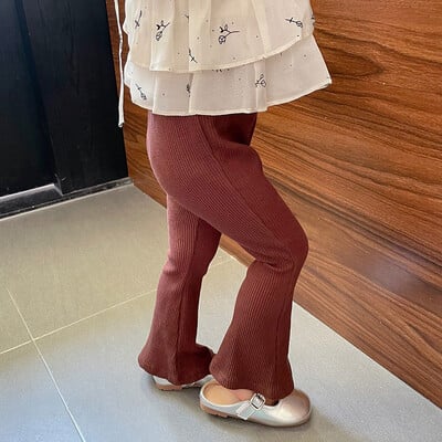 Copii Fete Pantaloni evazați Bebeluși Fete Pantaloni skinny cu elasticitate cu talie înaltă Primăvară Vară Pantaloni cu picioare largi pentru copii Îmbrăcăminte pentru fete