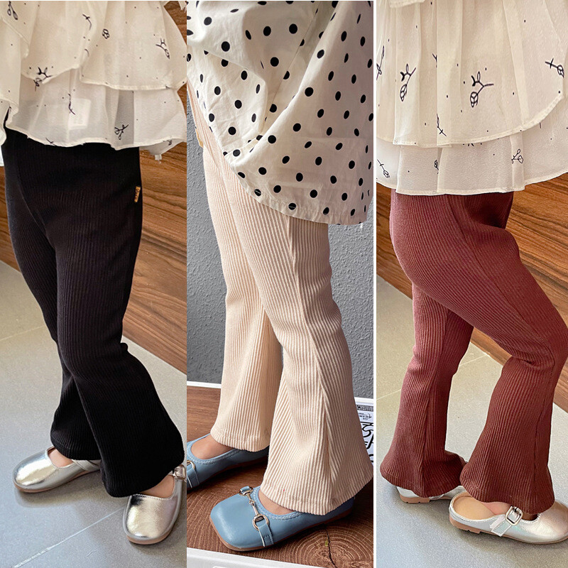 Copii Fete Pantaloni evazați Bebeluși Fete Pantaloni skinny cu elasticitate cu talie înaltă Primăvară Vară Pantaloni cu picioare largi pentru copii Îmbrăcăminte pentru fete