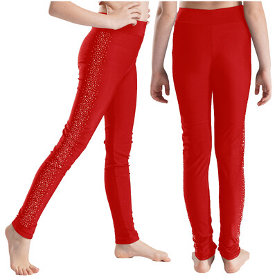Παιδικά Κορίτσια Sparkly Rhinestones Φιγούρα Παντελόνι για πατινάζ στον πάγο Καλσόν Κολάν μπαλέτου χορού γυμναστικής γυμναστικής Στολή διαγωνισμού