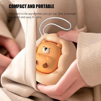 Φορητό Cartoon Bear Hand Warming Charging Treasure Cute Pocket Hand Warner 2-level Temperature Hands Heater Heater χειμερινές προμήθειες