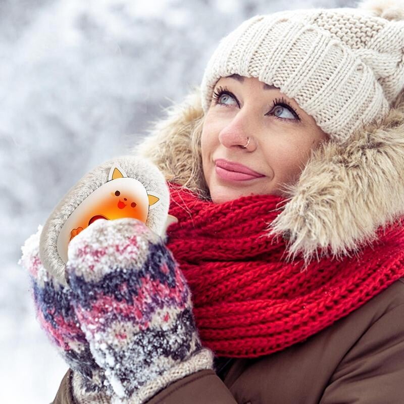 Vreckový ohrievač rúk, inteligentný USB nabíjateľný ohrievač rúk s roztomilými zvieratkami, digitálny displej, vonkajší ohrievač rúk s dlanami