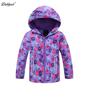 Dubbped Boys Girls Rain Jackets Ελαφρύ αδιάβροχο Unicorn Hooded Fleece Heancoat Windbreakers for Kids Jacket 3-14Y