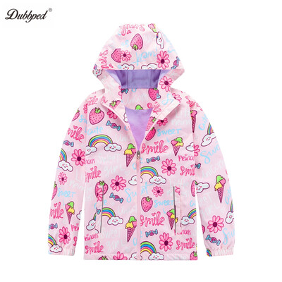 Dubbped Boys Girls Striukės nuo lietaus Lengvos vandeniui atsparios Unicorn gobtuvu su vilnos pamušalu lietpaltis nuo vėjo striukė vaikams 3-14Y