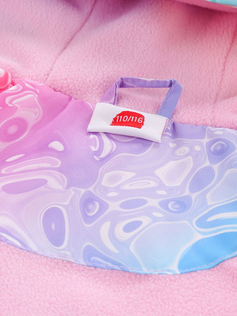 Τζέρσεϋ για κορίτσια αντιανεμικό και αδιάβροχο θερμικό ζεστό μπουφάν με κουκούλα, πλήρη εκτύπωση και ανακλαστικές λεπτομέρειες Αντιανεμικό παλτό βροχής εξωτερικού χώρου