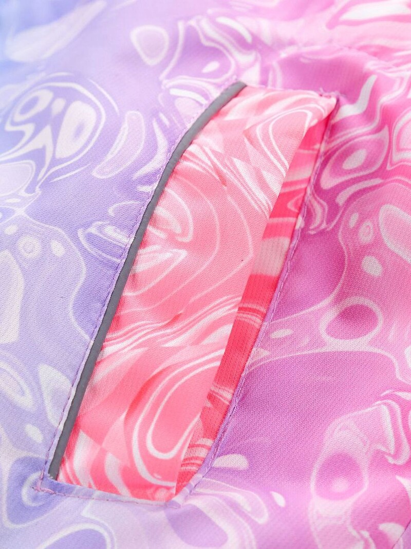 Τζέρσεϋ για κορίτσια αντιανεμικό και αδιάβροχο θερμικό ζεστό μπουφάν με κουκούλα, πλήρη εκτύπωση και ανακλαστικές λεπτομέρειες Αντιανεμικό παλτό βροχής εξωτερικού χώρου