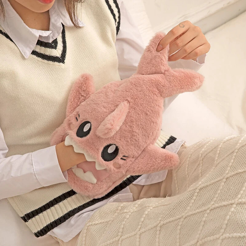 Prijenosni slatki plišani morski pas, torba za bocu s toplom vodom, protiv stresa, odvojiva zimska topla toplina, višekratni grijač za ruke