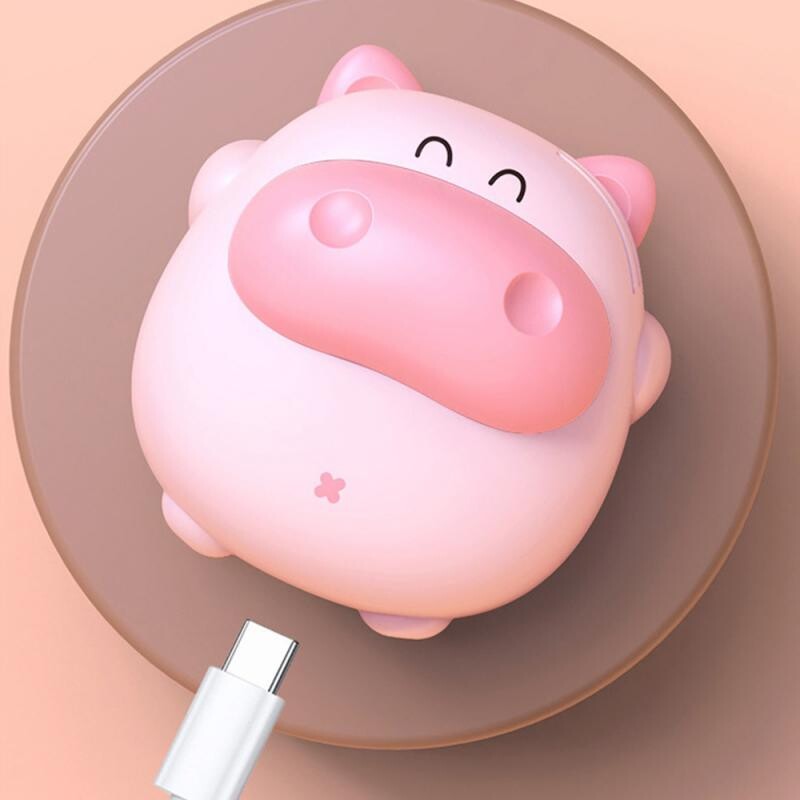 Mielas kiaulės karvės rankų šildytuvas, greitas šildymas, mini USB įkraunamas elektrinis rankų šildytuvas, kišeninis animacinis filmukas žiemos rankų šildytuvas nakties šviesa