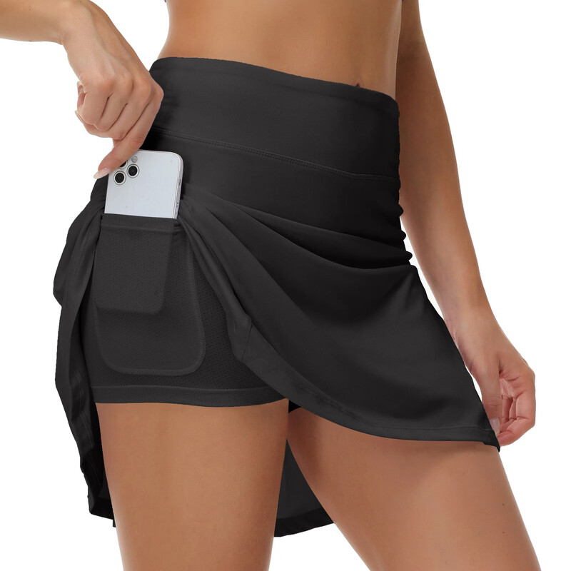 Minikleita Jāšanas svārki Pavasara Vasara Divslāņu Eiropas Amerikāņu Modernie Tenisa Svārki Sieviešu Skriešanas Bikses