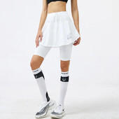 Vasaras jauni divdaļīgi ilūzijas šorti Sieviešu sporta svārku odere Antiekspozīcijas rīta skriešanai Fitness Quick Dry Jogas bikses