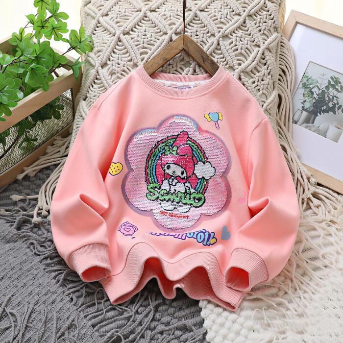 Őszi rajzfilm pulóver lányoknak alkalmi kerek nyakú színváltó flitteres pulóver Fahéjas kutya dallam 