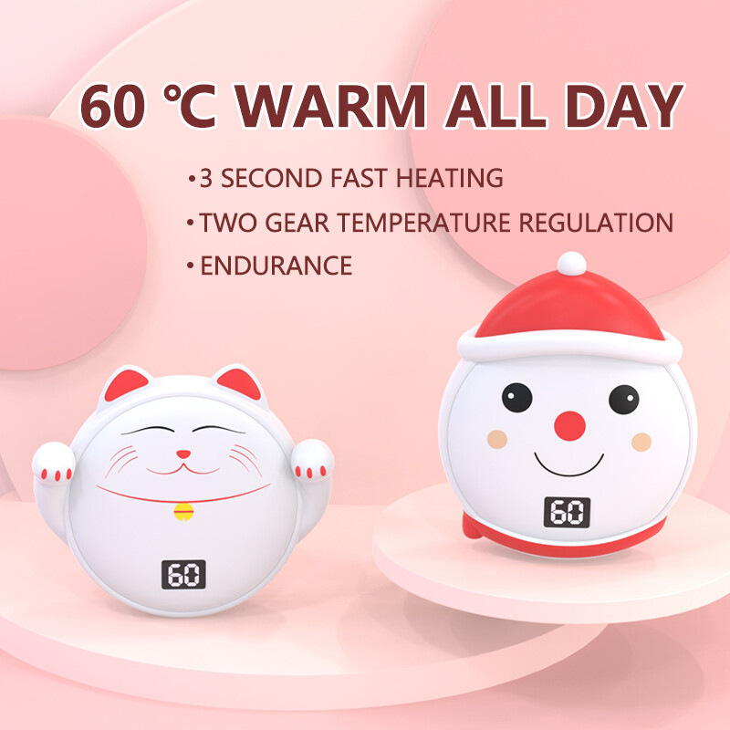 Naujas žieminis augintinio skaitmeninis ekranas rankų šildytuvas USB savaime įkaistantis mielas dirželis mini animacinis filmukas kūdikių šildytuvas Kalėdų dovana