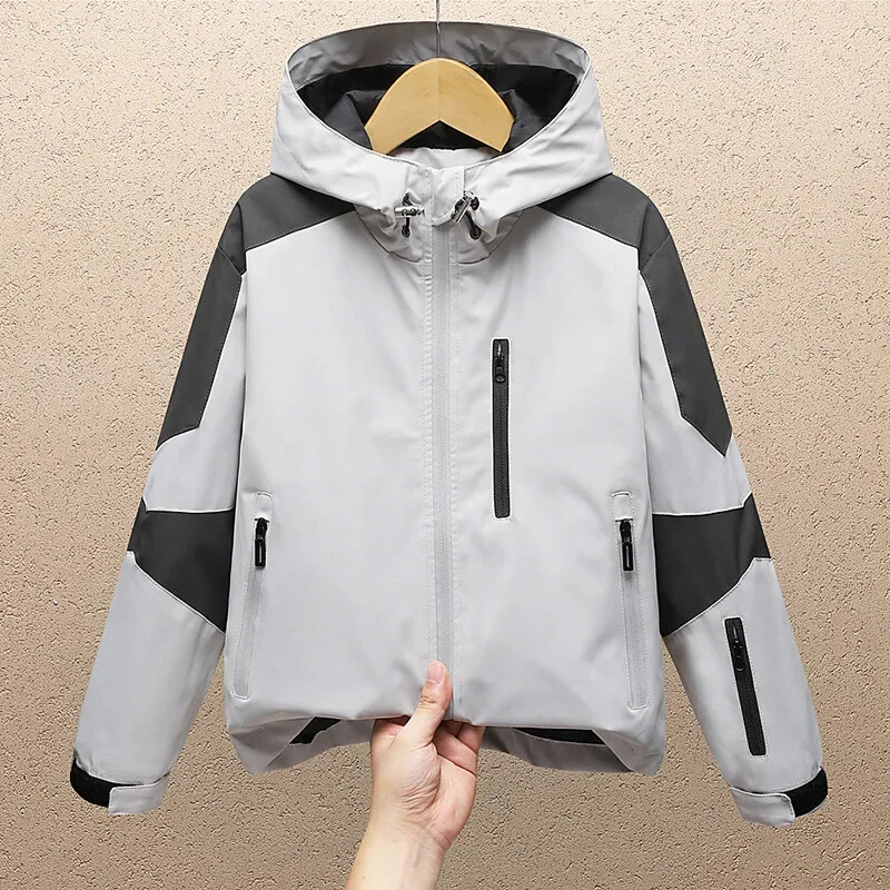 Παιδικά υπαίθρια αθλητικά ρούχα Κορεατικού στιλ μπουφάν με κουκούλα αναπνεύσιμη μαύρα παιδικά ρούχα για αγόρια Μπουφάν πεζοπορίας Φθινόπωρο Άνοιξη