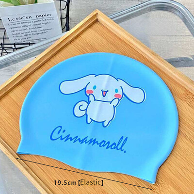 Dievčenská plavecká čiapka Kuromi, detská kreslená silikónová čiapka, vodeodolná a pohodlná profesionálna ochrana sluchu, bezpečná plavecká čiapka