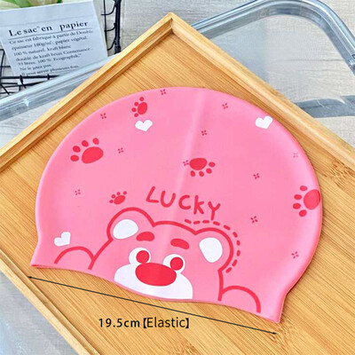 Dievčenská plavecká čiapka Kuromi, detská kreslená silikónová čiapka, vodeodolná a pohodlná profesionálna ochrana sluchu, bezpečná plavecká čiapka