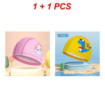 Copii Desene Animate Înot Copii Țesătură Elastică Piscină Sport Acvatic Urechi Pălărie Înotă Pălării de baie Căciuli Băieți