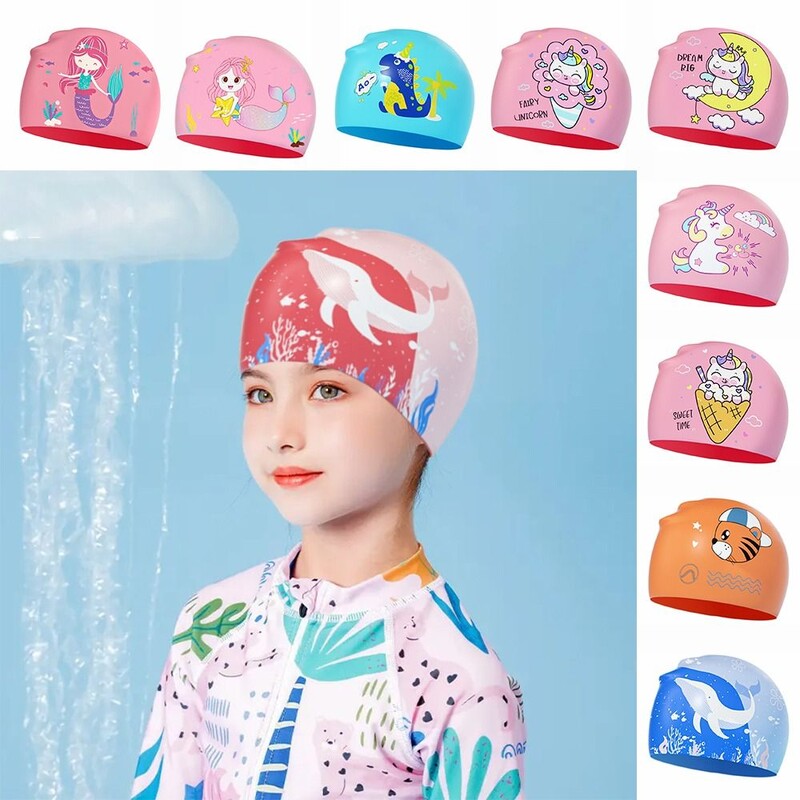 Silikónová plavecká čiapka chráni uši, dlhé vlasy, vodotesné sprchové čiapky, ultra tenké detské kúpacie čiapky, plavecké turbany, plavecké doplnky