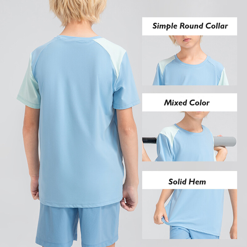 Ljetna široka sportska majica kratkih rukava za dječake, lagana prozračna majica za trening za trčanje, sportska majica u kontrastnoj boji