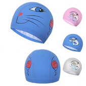 Cască de înot pentru copii din desene animate Cască de înot acoperită cu PU pentru fete și băieți, protecție impermeabilă pentru urechi, șapcă confortabilă de scufundări