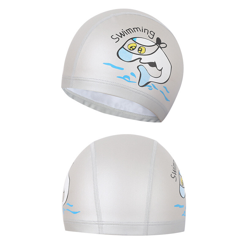 Cască de înot pentru copii din desene animate Cască de înot acoperită cu PU pentru fete și băieți, protecție impermeabilă pentru urechi, șapcă confortabilă de scufundări