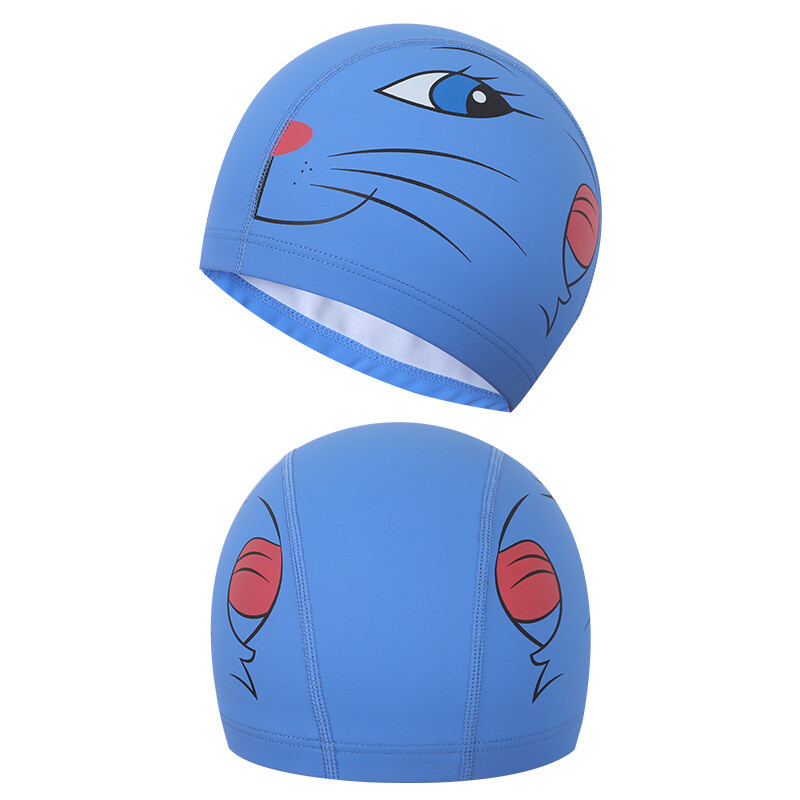 Cască de înot pentru copii din desene animate Cască de înot acoperită cu PU pentru fete și băieți, protecție impermeabilă pentru urechi, șapcă confortabilă de scufundări
