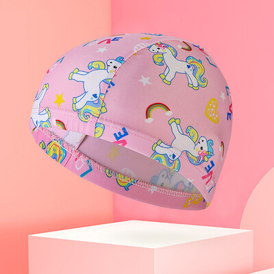 Detská plavecká čiapka, vodeodolná polyesterová opaľovacia čiapka s kreslenou potlačou, pohodlná a nezaťahovateľná plavecká výbava