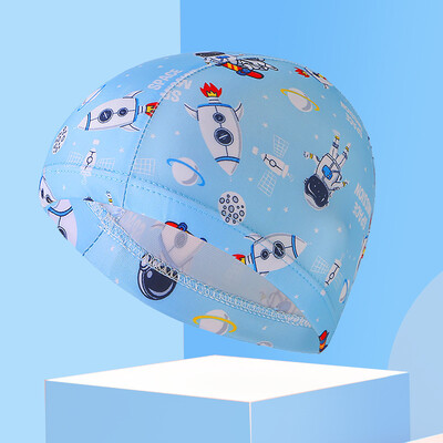 Detská plavecká čiapka, vodeodolná polyesterová opaľovacia čiapka s kreslenou potlačou, pohodlná a nezaťahovateľná plavecká výbava