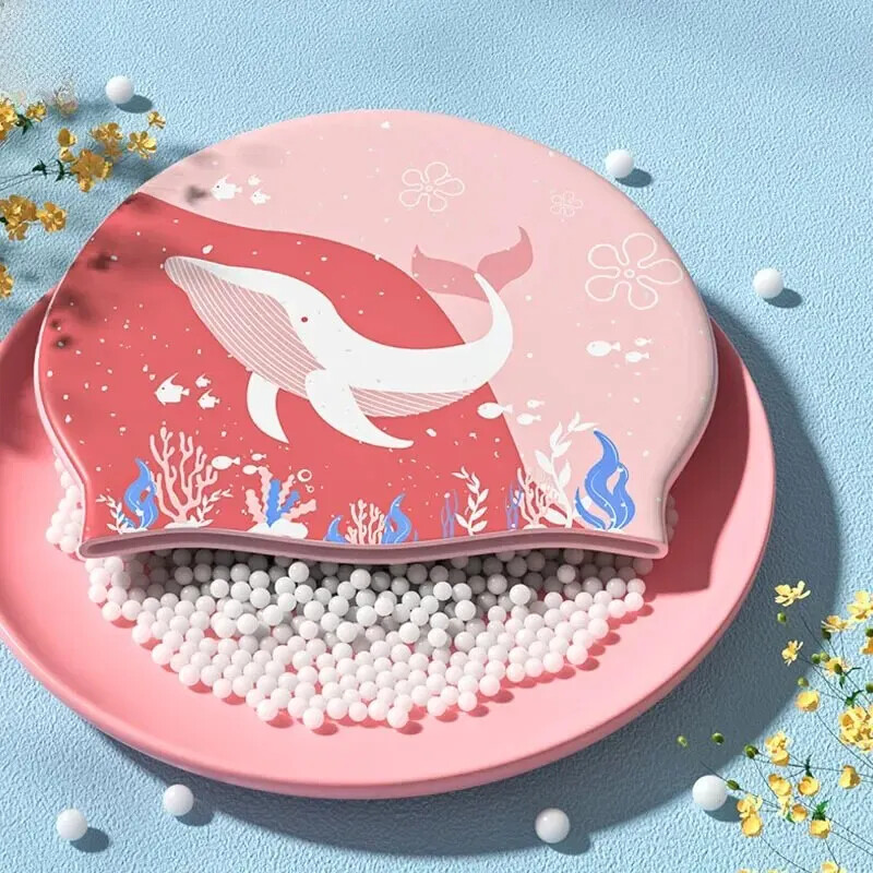 Vodootporna silikonska dječja kapa za plivanje Slatki crtani dizajn kita za dječake Djevojčice Udobna izdržljiva kapa za plivanje