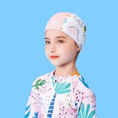 Značková detská plavecká čiapka s kreslenou potlačou, pohodlná látková detská plávajúca elastická strečová chlapčenská dievčenská bazénová čiapka, priedušná