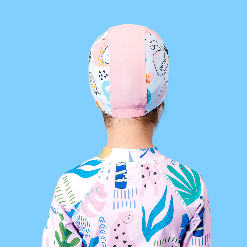 Značková detská plavecká čiapka s kreslenou potlačou, pohodlná látková detská plávajúca elastická strečová chlapčenská dievčenská bazénová čiapka, priedušná